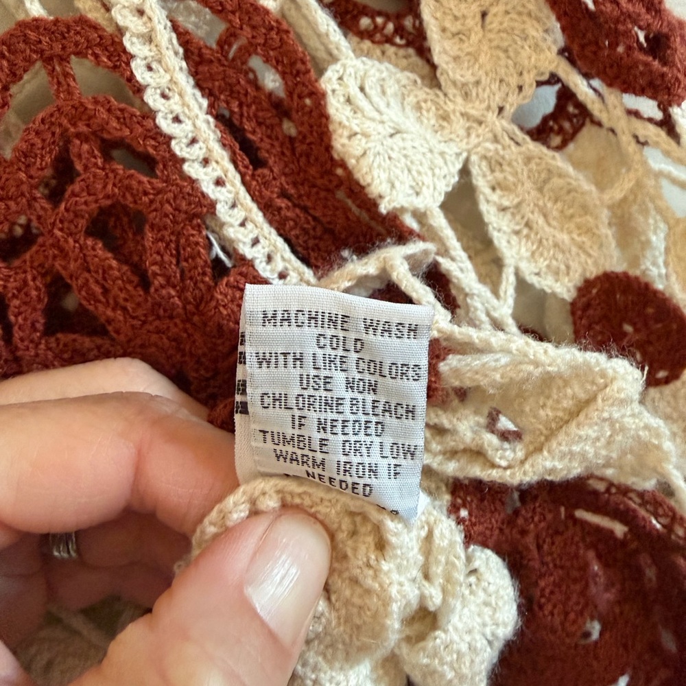 Rebellion Crochet Floral Openwork Sweater - Cream & Rust - Picture 7 of 11